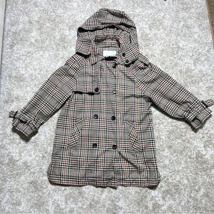 ZARA Double Breasted Trench Coat Heritage Check Size Small